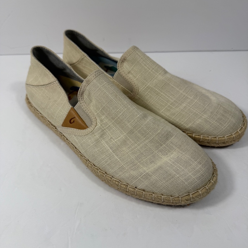 OluKai Kaula Pa’a Kapa Slip-On Espadrilles Tan Women’s 9 Shoe Comfort